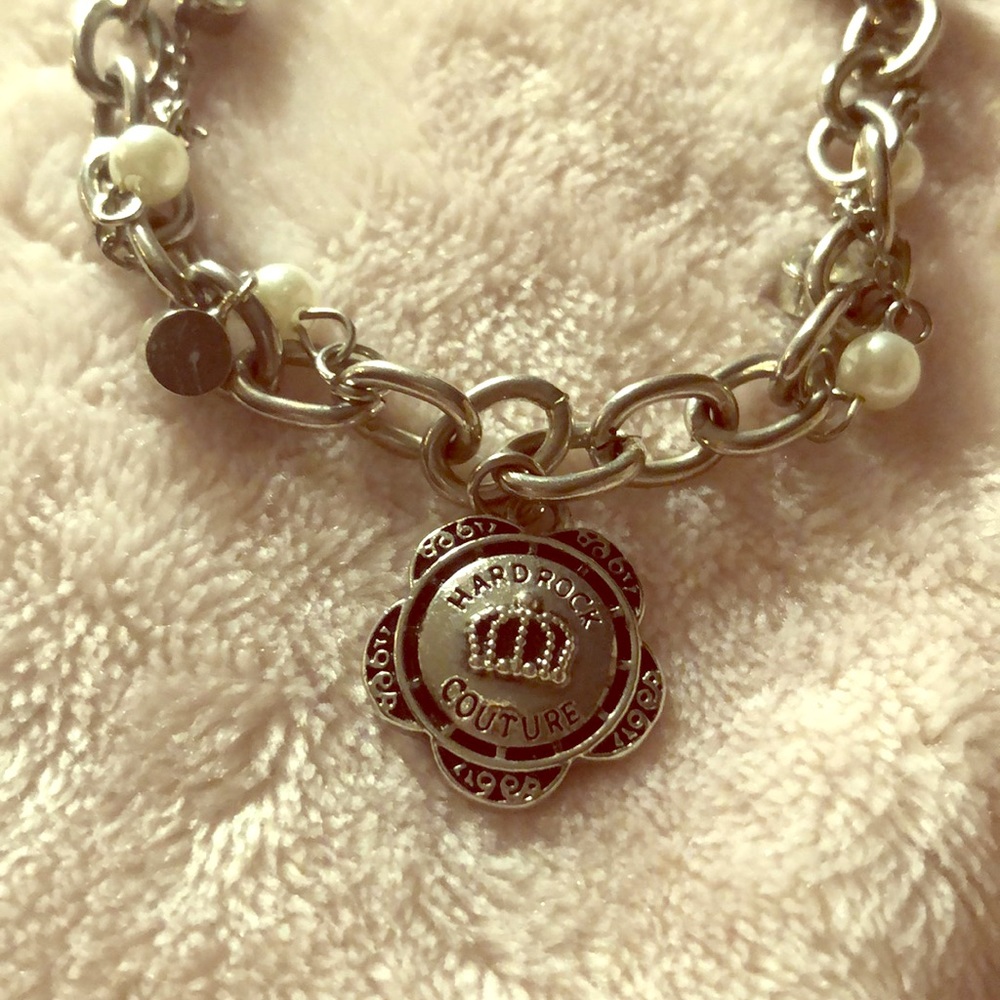 JUICY HARD ROCK BRACELET SILVER CRYSTALS PEARLS